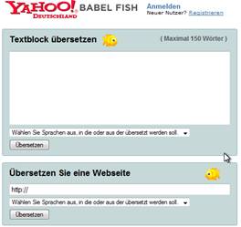 Screenshot Yahoo Babel Fish