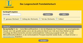 Screenshot Langenscheid Fremdwörterbuch