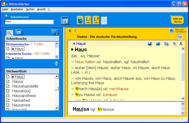 Screenshot Langenscheidt eWörterbuch