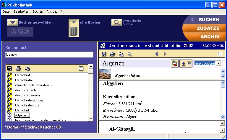 Screenshot PC-Bibliothek