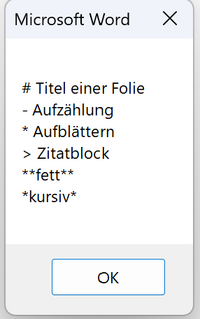Hilfefenster des Marp-Menüs