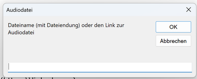 Ansicht Audio Dialog Marpmenü