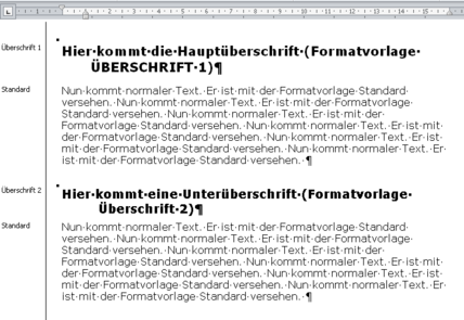 Word Anzeige Formatvorlage