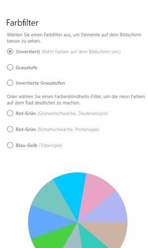 Farbfiltereinstellungen
